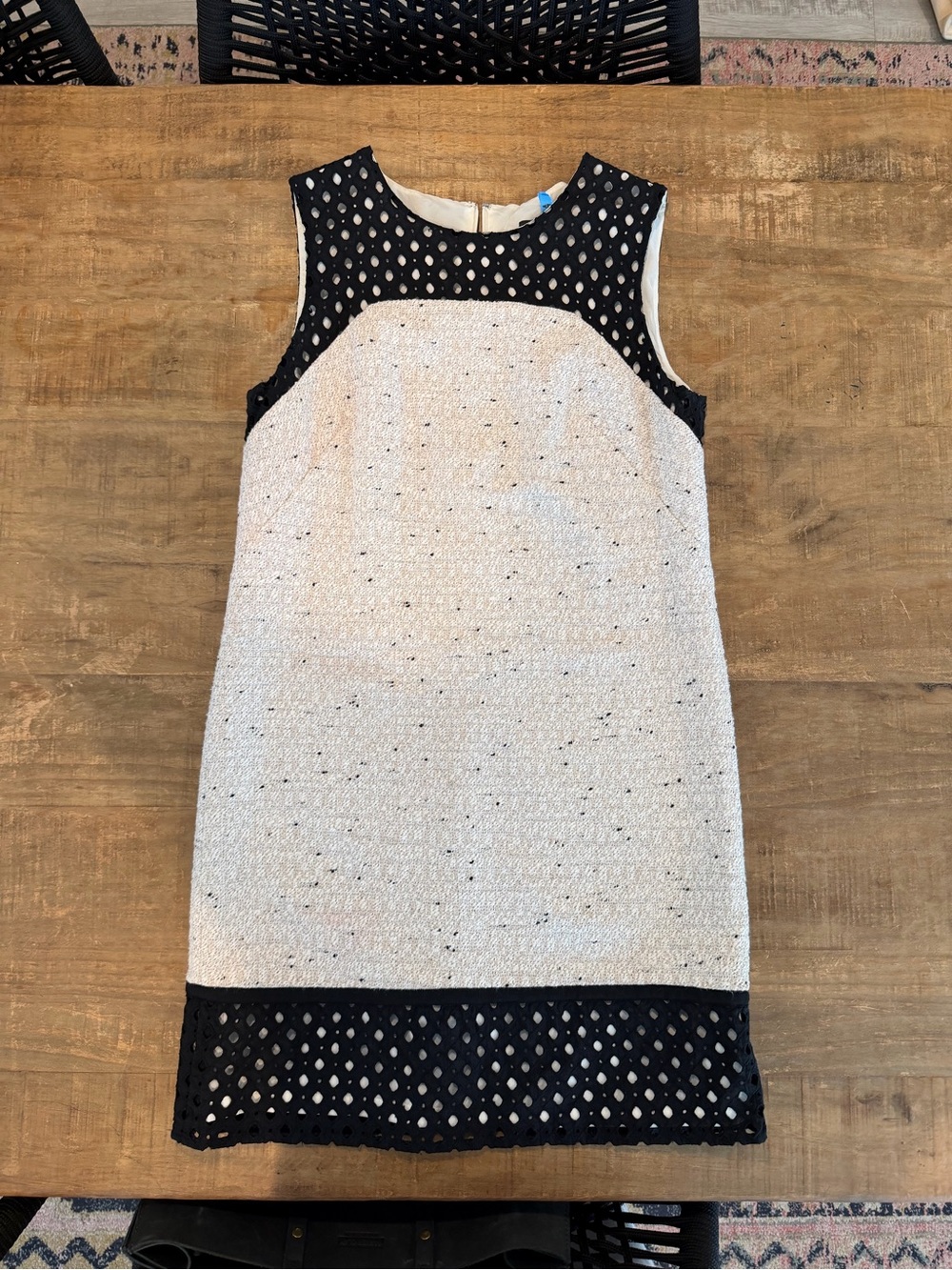 Ann Taylor  Sleeveless Cream & Black Contrast Dress